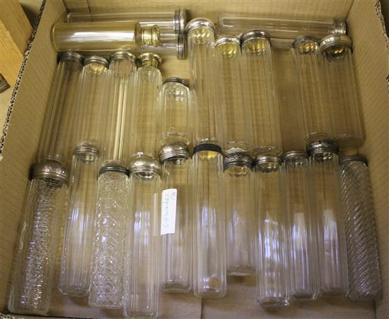 26 x silver lidded toilet jars